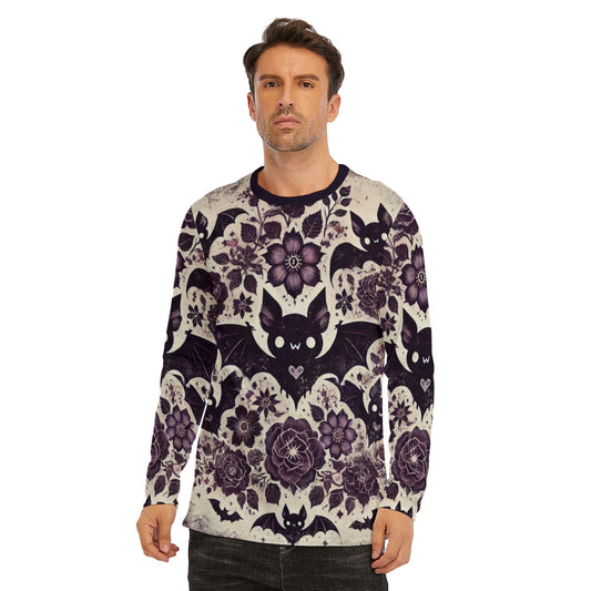 Goth Bat Print Long Sleeve T-Shirt