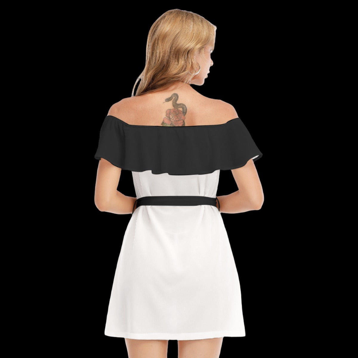 Punk Rock Bunny Off-shoulder Dress With Ruffles