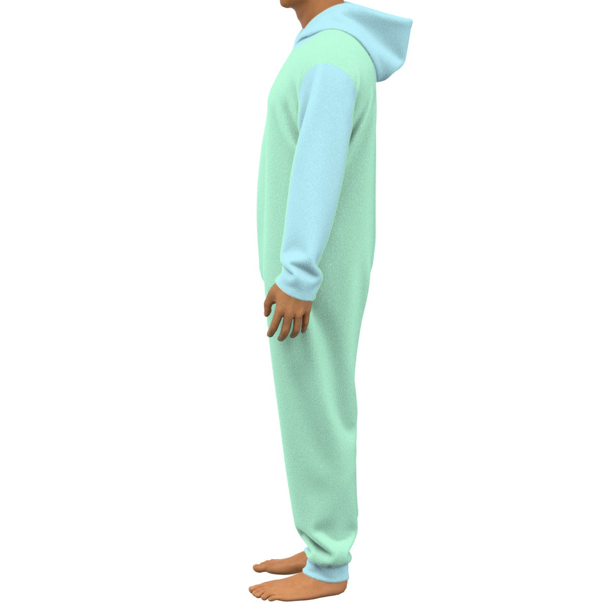 Fleece Onesie For Adults / Jumpsuit Pajamas - Baby Green / Baby Blue