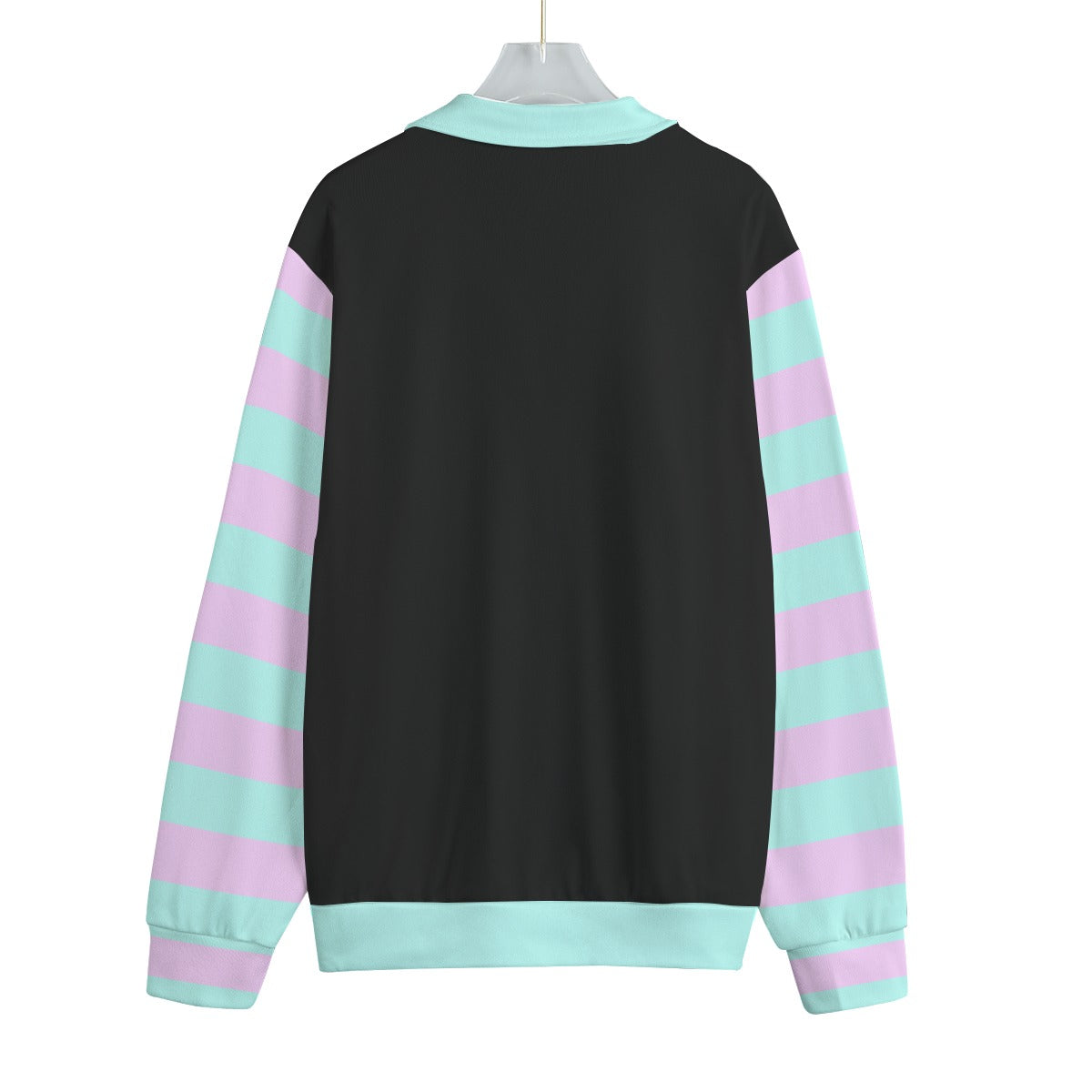 Pastel Pink Green Striped Fleece Jacket