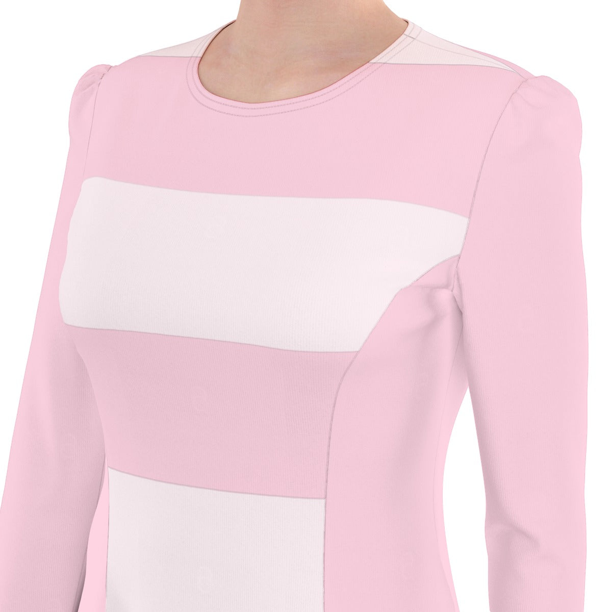 Pastel Pink Dress For Women - Stripes