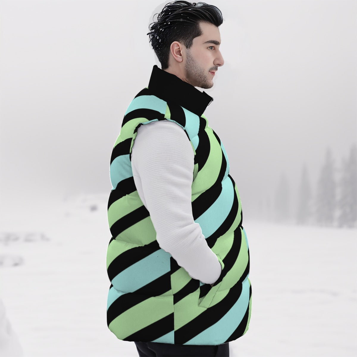 Pastel Unisex Down Vest - Blue / Green