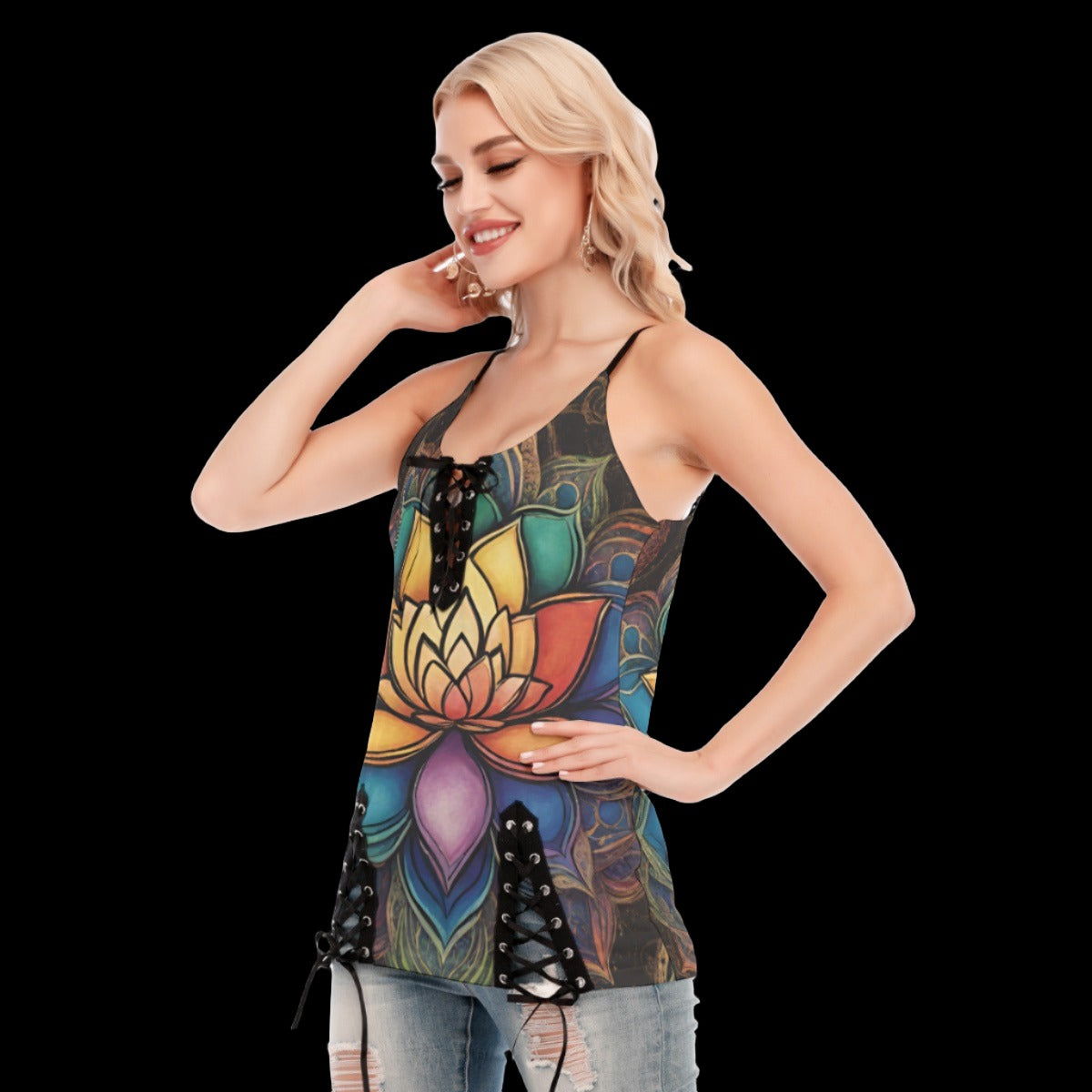 Lotus Flower Lace-up Cami