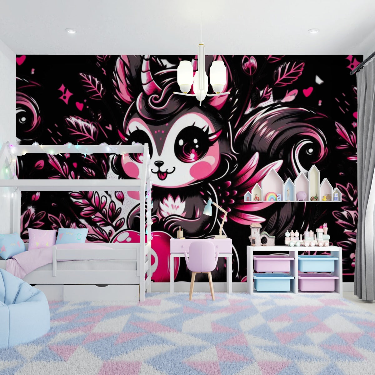 Kawaii Goth Wall Stickers - Red Black Wall Decor