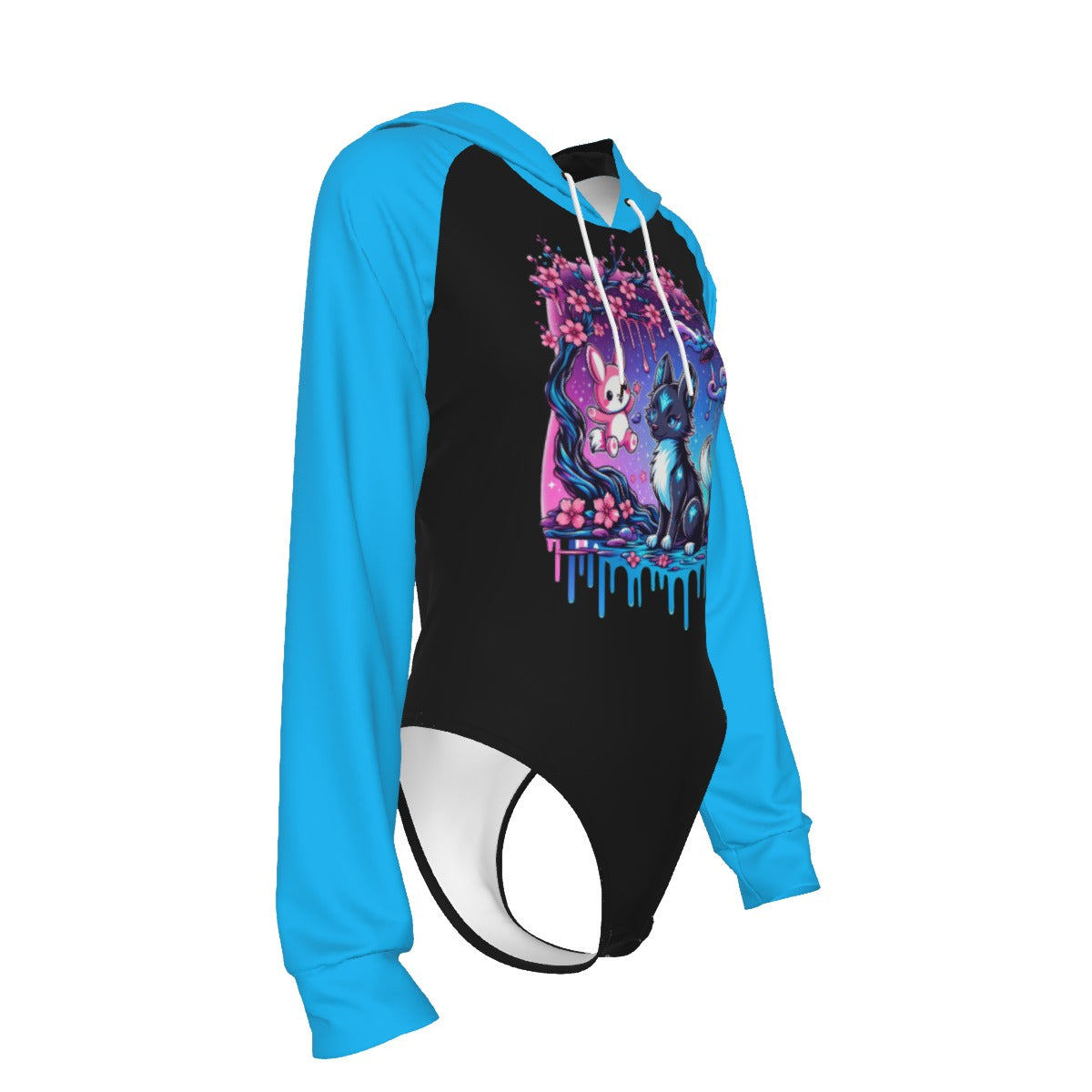 Wolf and Bunny Cartoon Adult Onesie Hooded Bodysuit