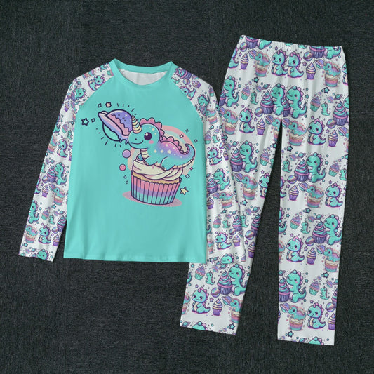Kawaii Dinosaur Pajamas - Outer Space & Cupcakes