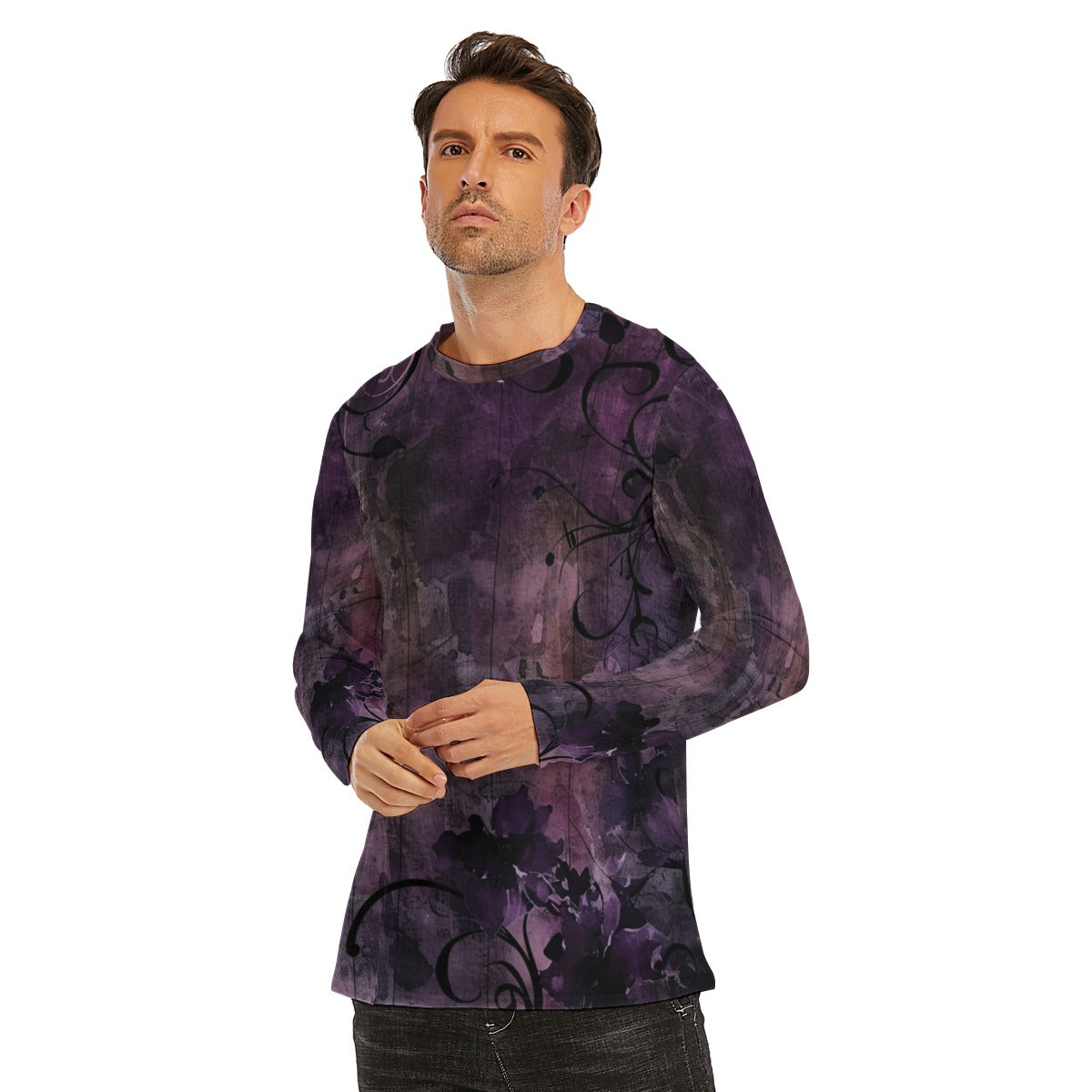 Grunge Vintage Wash Purple Long Sleeve T-Shirt