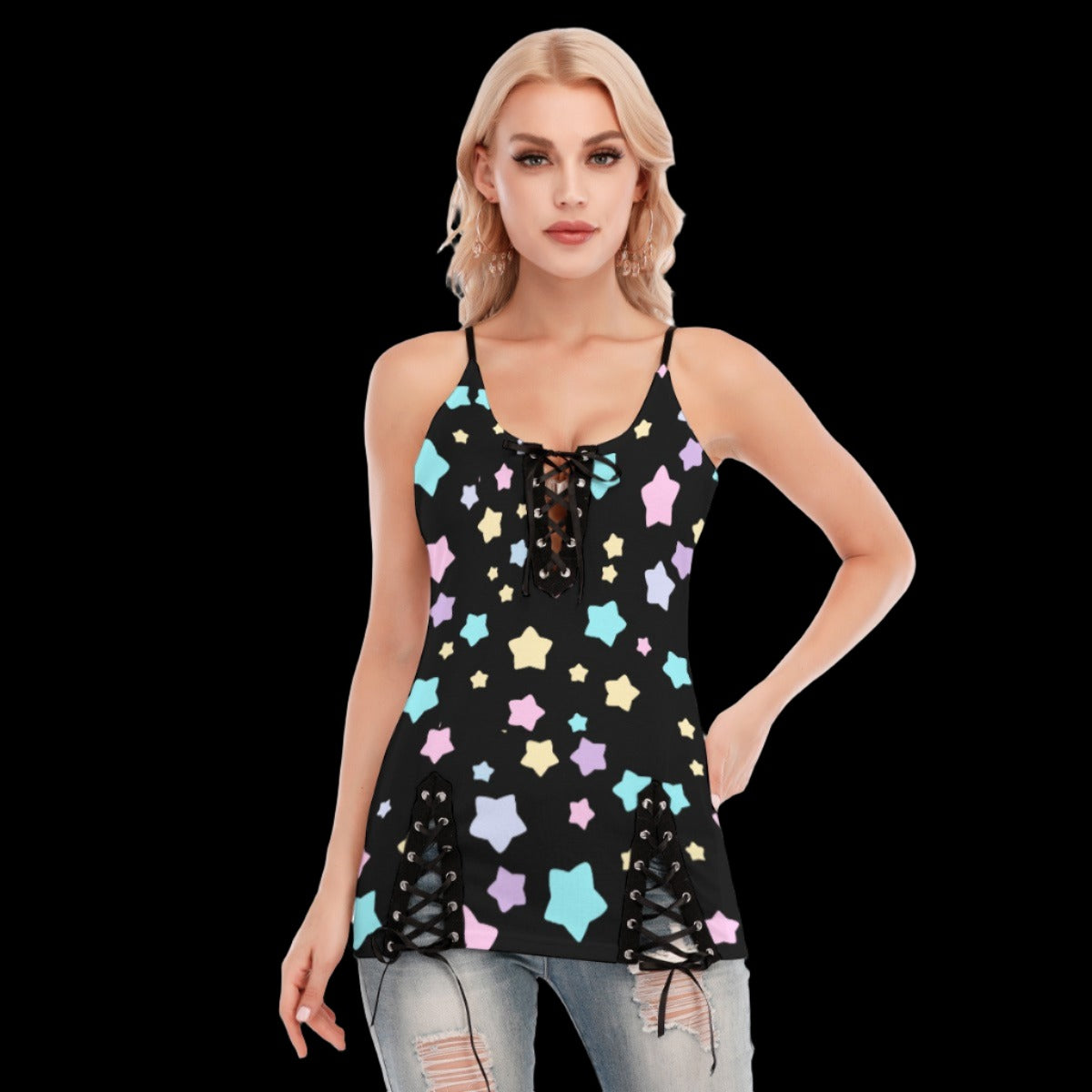 Pastel Stars Women’s Lace-up Cami - XS