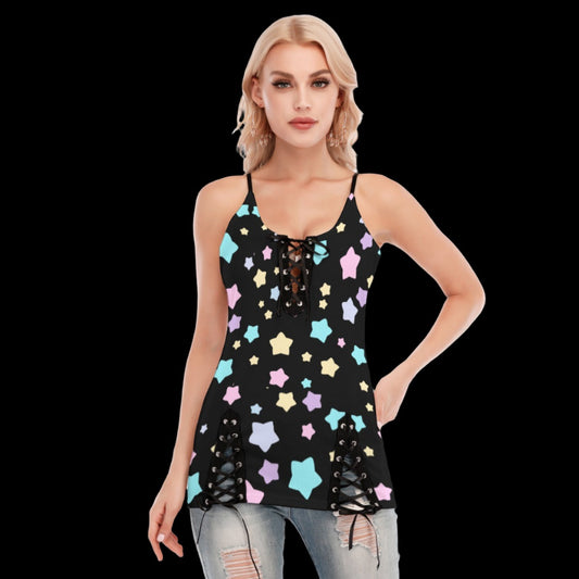 Pastel Stars Women’s Lace-up Cami - XS