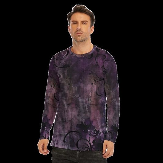 Grunge Vintage Wash Purple Long Sleeve T-Shirt - XS / White