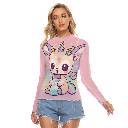 Pastel Baby Deer Milk Bottle Women’s Mesh T-shirt - XS / White