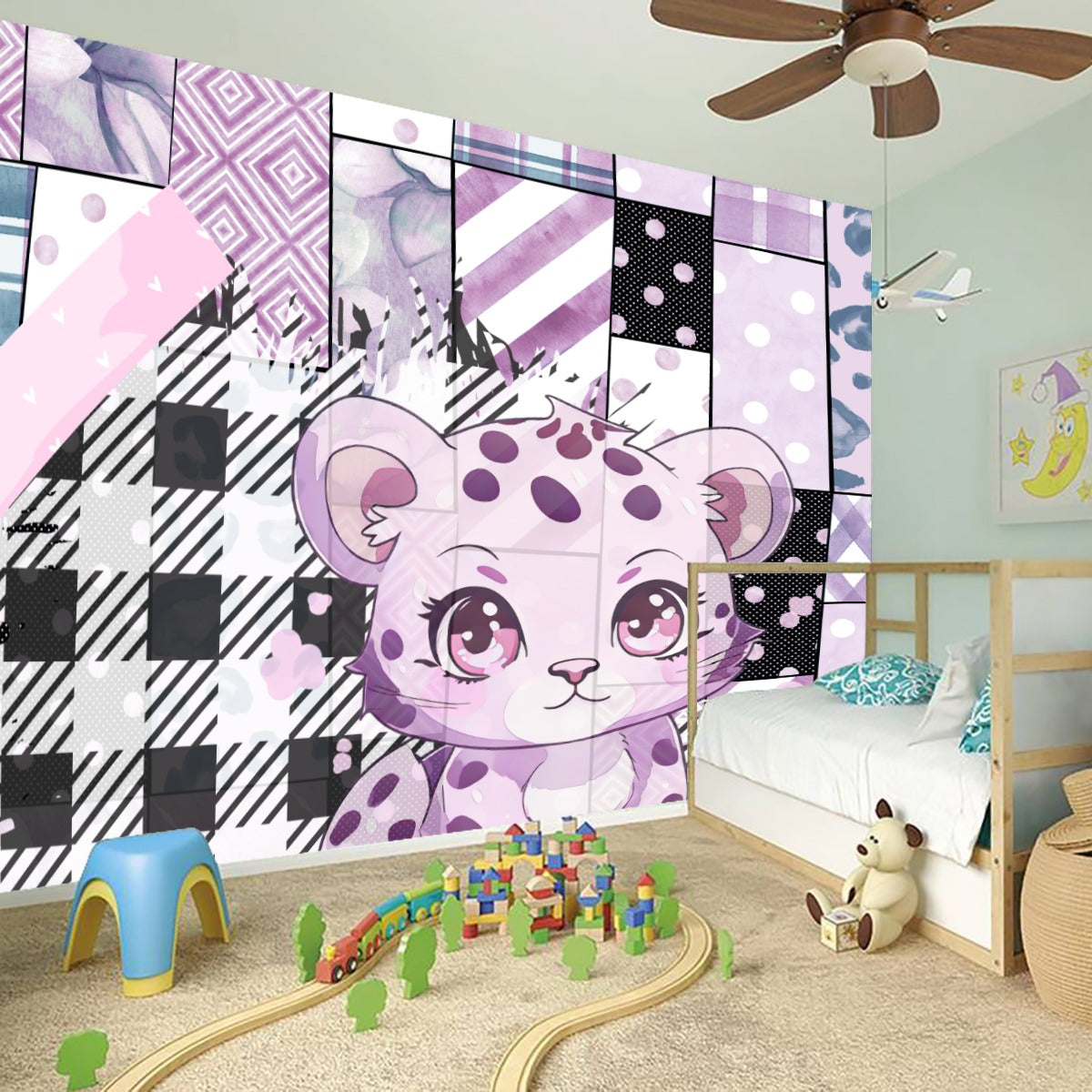 Kawaii Wall Decor- Kawaii Washi Tape Leopard Patchwork Wall Stickers - S / White