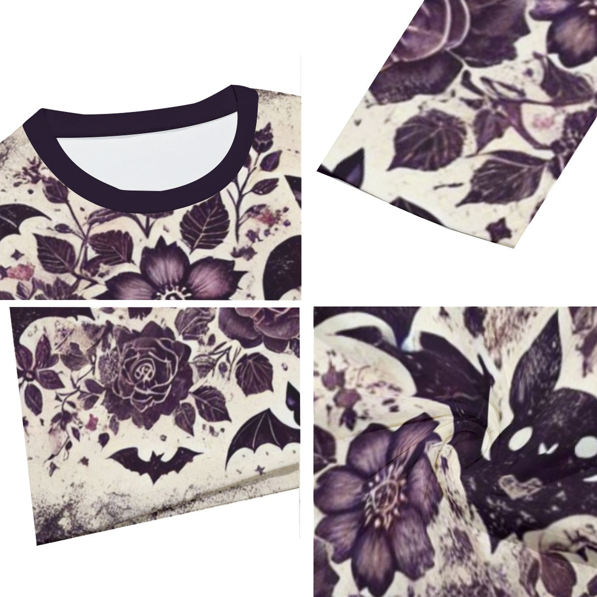 Goth Bat Print Long Sleeve T-Shirt