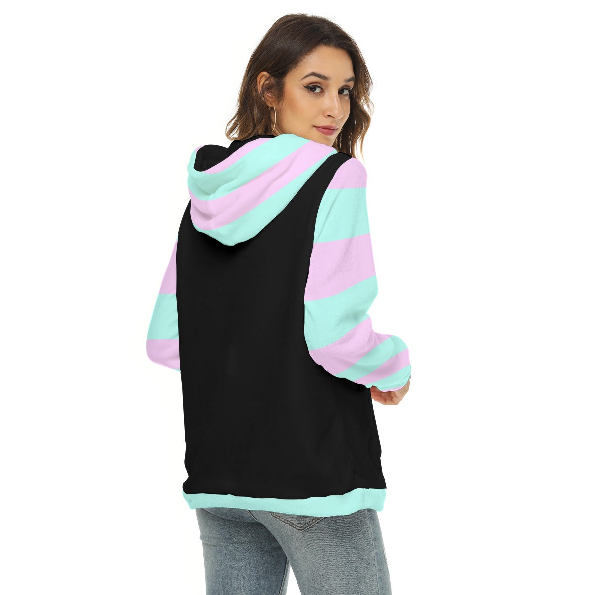 Pastel Goth Winter Holiday Women’s Borg Fleece Hoodie With Half Zip
