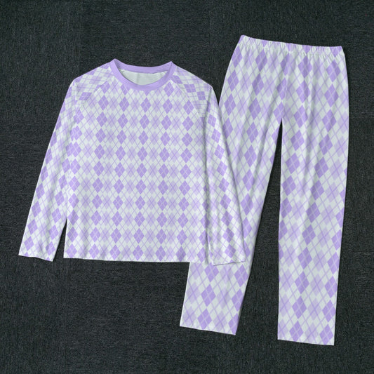 Purple Pastel Pajamas - Diamond Plaid Pattern