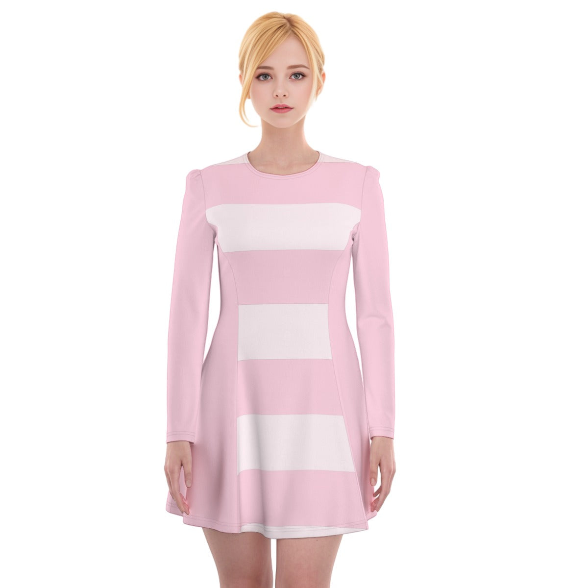 Pastel Pink Dress For Women - Stripes