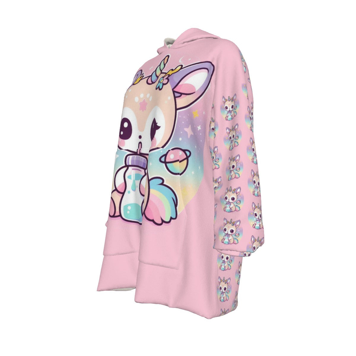 Ddlg Hoodie Blanket -Sherpa Fleece - Adult - Baby Deer w/ Milk Bottle