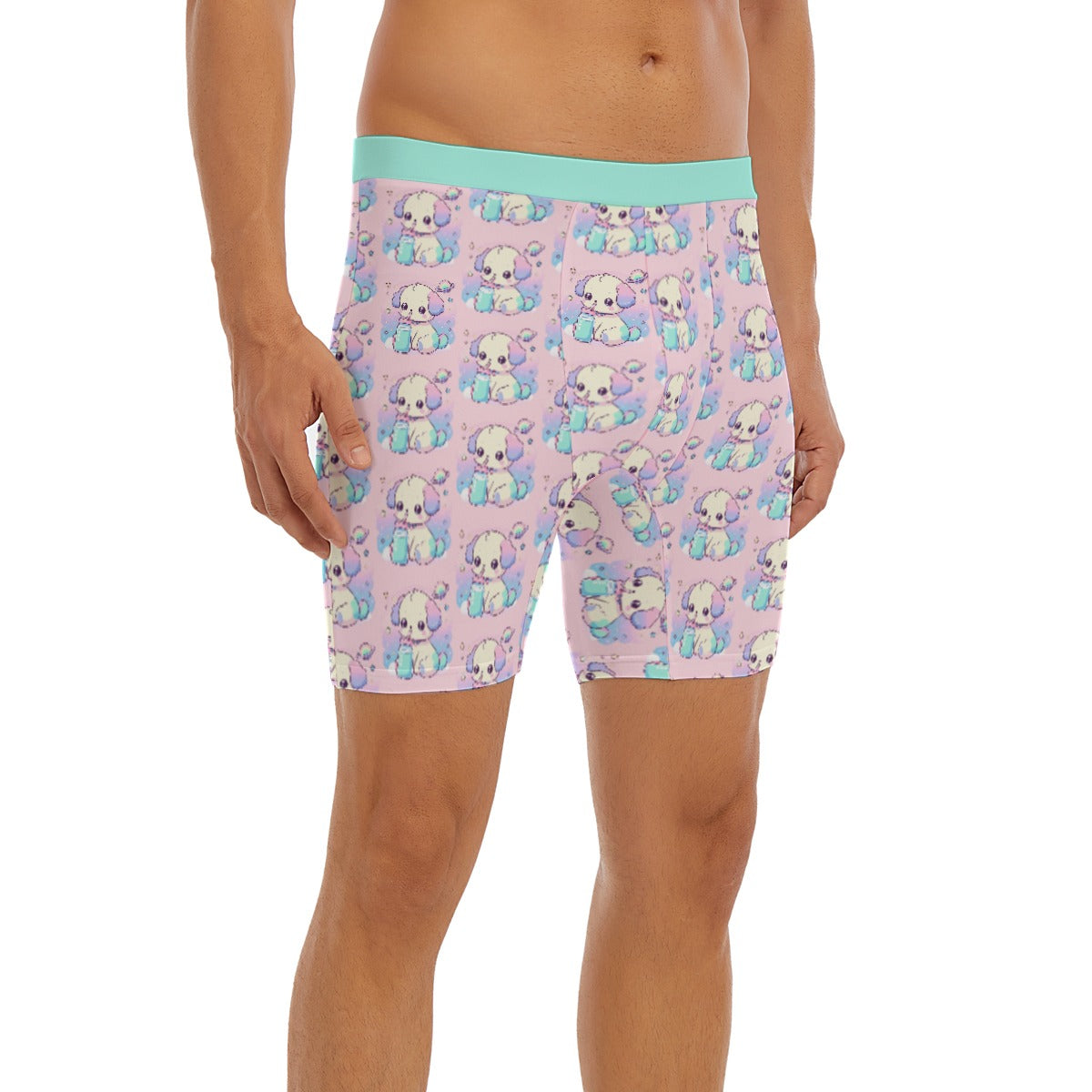Cartoon Long Boxer Briefs For Adult - Puppy w/ Milk Bottle