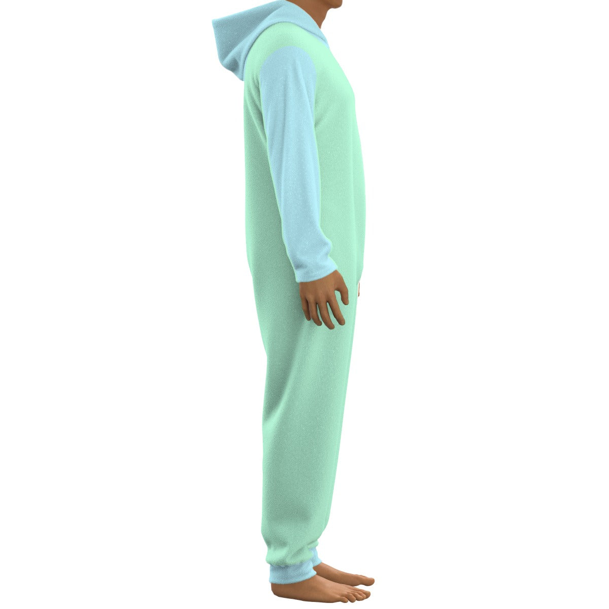 Fleece Onesie For Adults / Jumpsuit Pajamas - Baby Green / Baby Blue