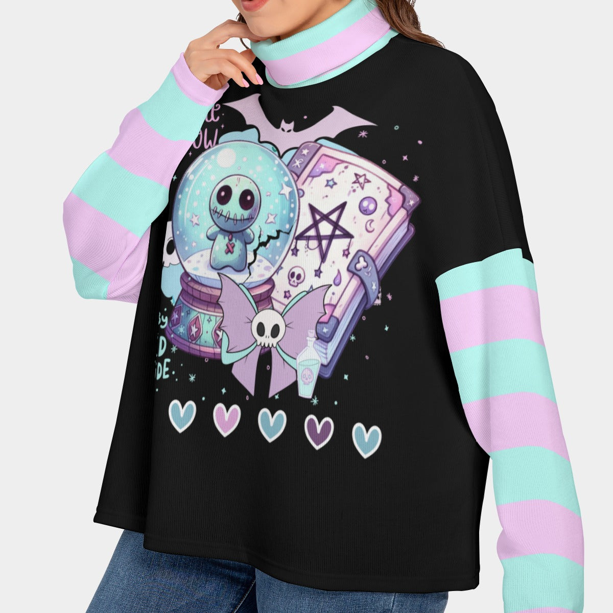Pastel Goth Let it Snow Women’s Turtleneck Longsleeve Sweater (Plus Size)