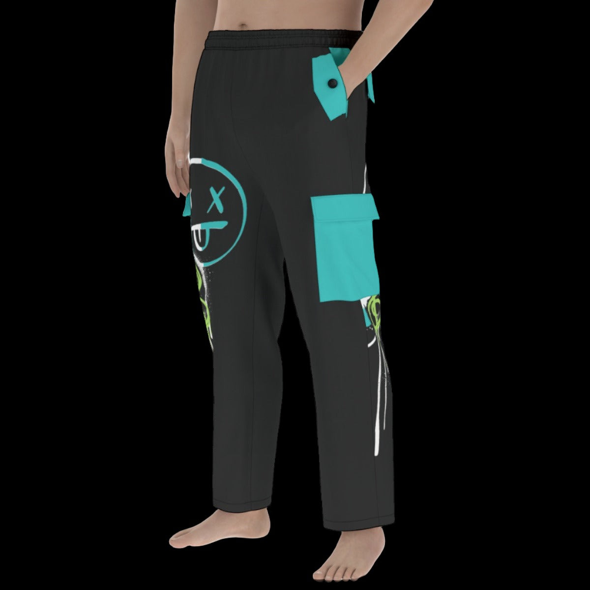 Black and Blue Cargo Pants - S
