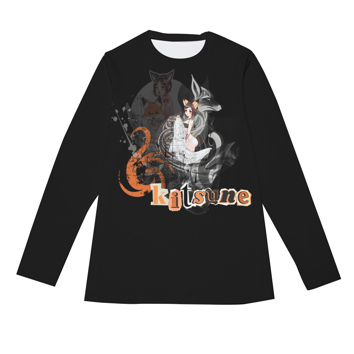 Kitsune Fox Girl Grunge Long Sleeve T-Shirt | Unisex