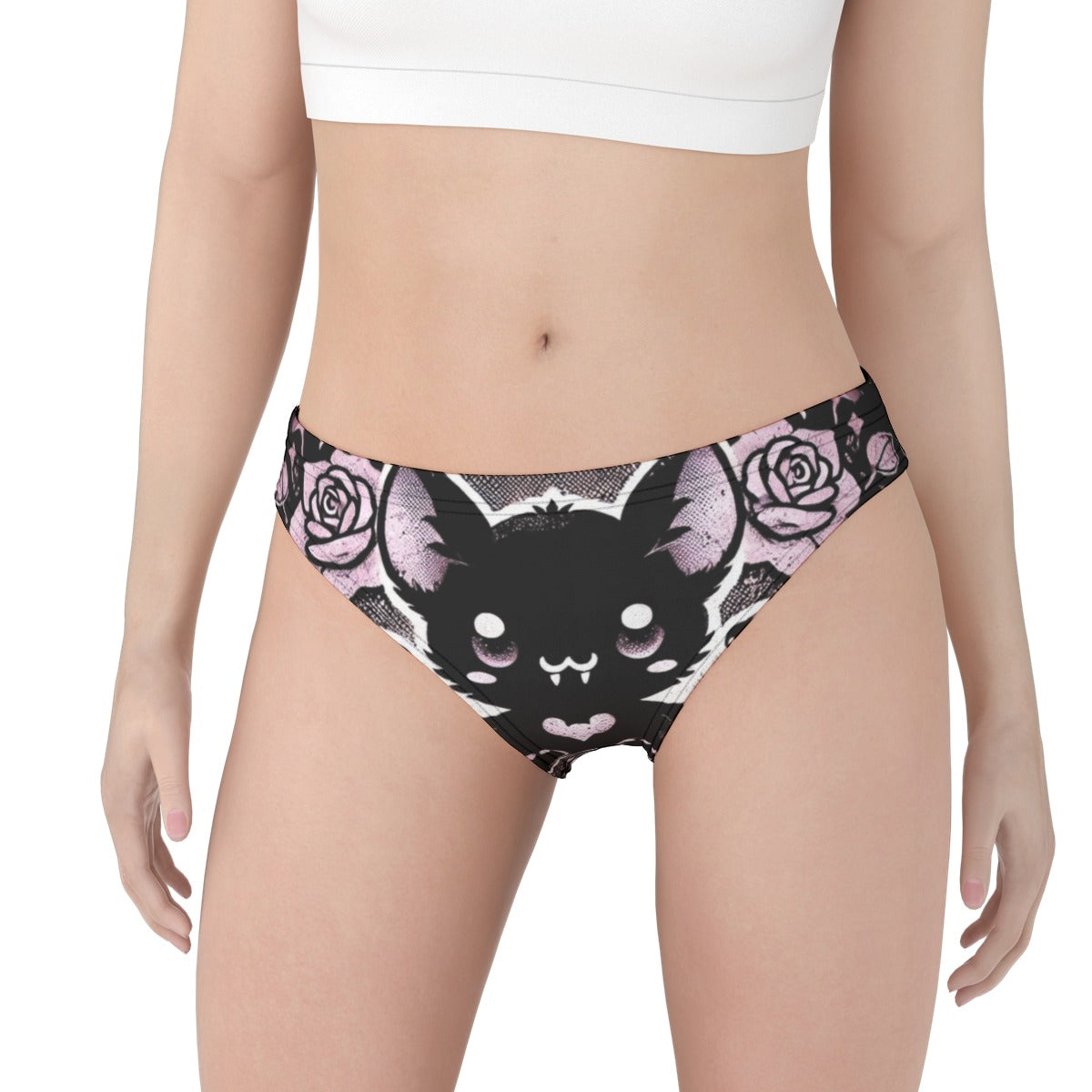 Black Rose Baby Bat Adult Underwear - Cartoon Underwear For Adults