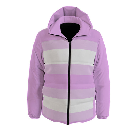 Pastel Purple Unisex Down Jacket - Striped