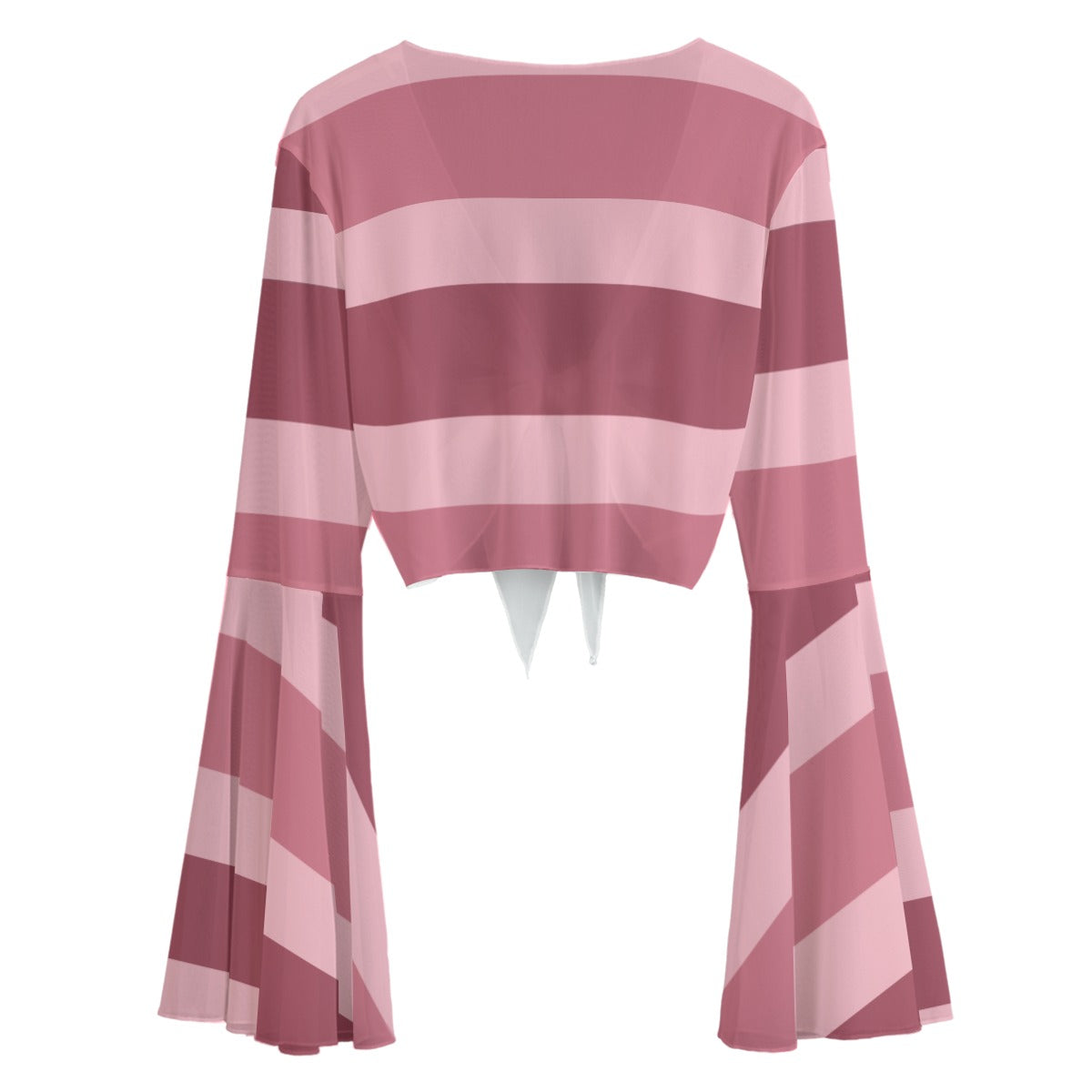 Faded Red Striped Bow Knot Women’s Blouse- Cropped Top