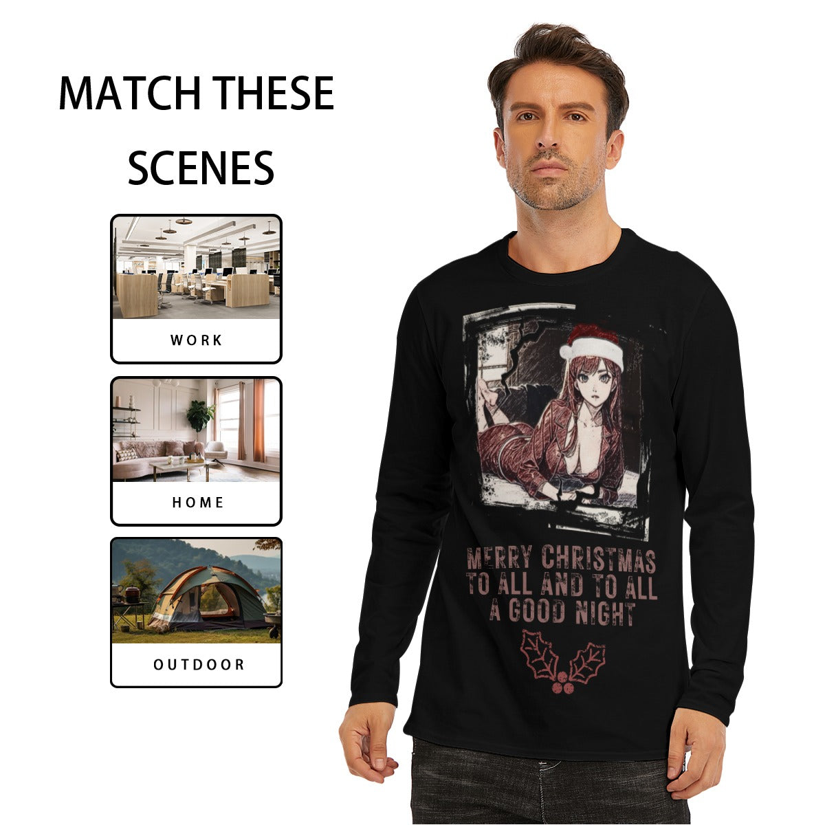 Christmas Anime Girl Long Sleeve T-Shirt | Unisex
