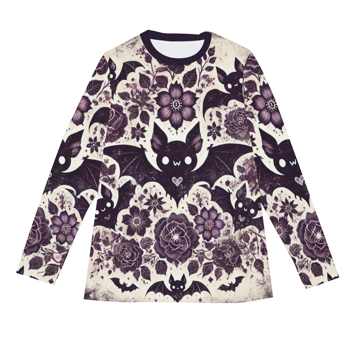 Goth Bat Print Long Sleeve T-Shirt