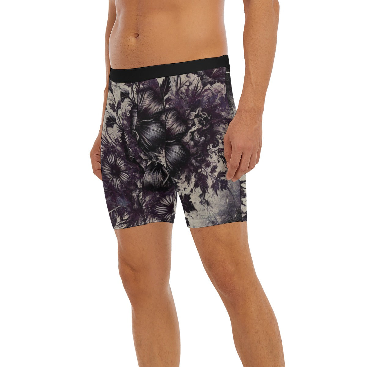 Grunge Floral Long Boxer Briefs For Adult