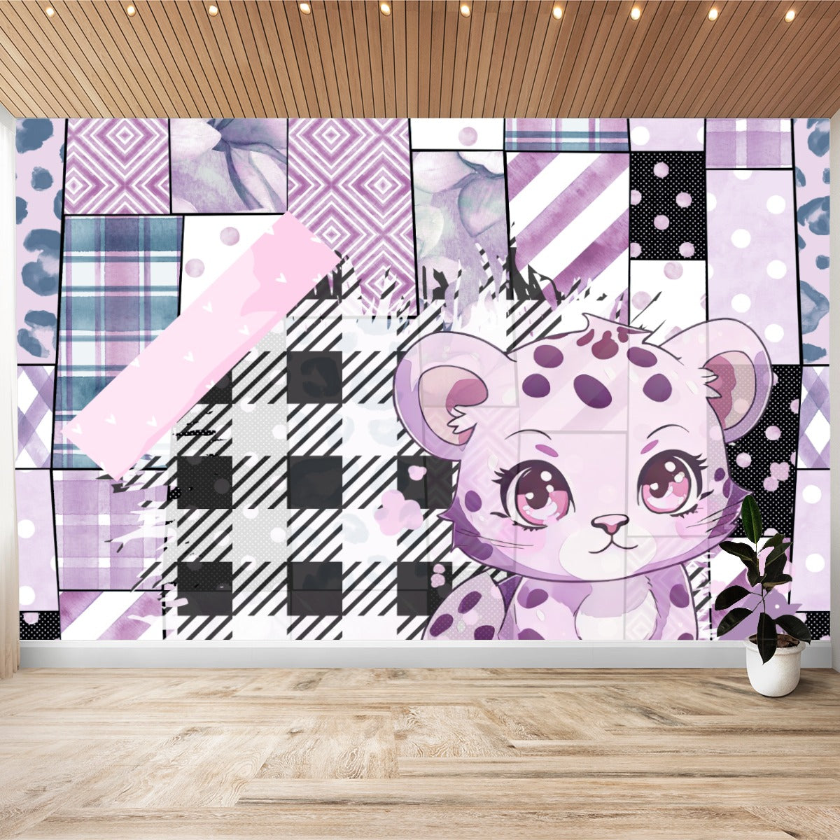 Kawaii Wall Decor- Kawaii Washi Tape Leopard Patchwork Wall Stickers