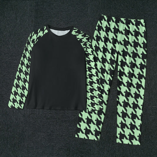 Houndstooth Pajamas - Pastel Green