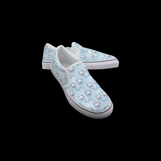 Baby Blue Teddy Bear Slip On Sneakers