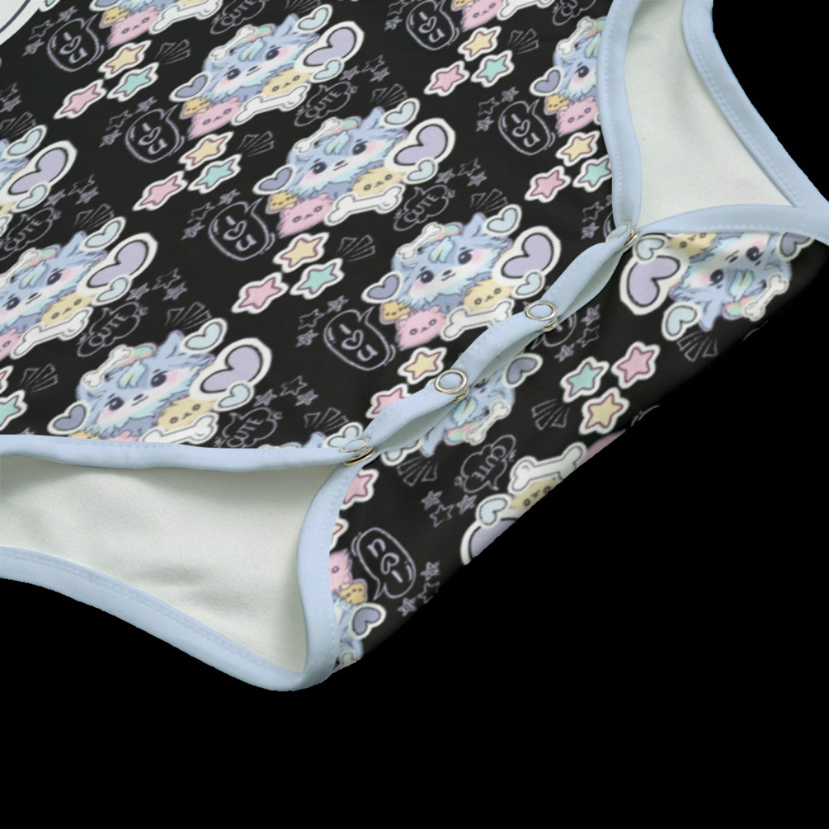 Black Kawaii Wolf Pup Adult Onesie - XS