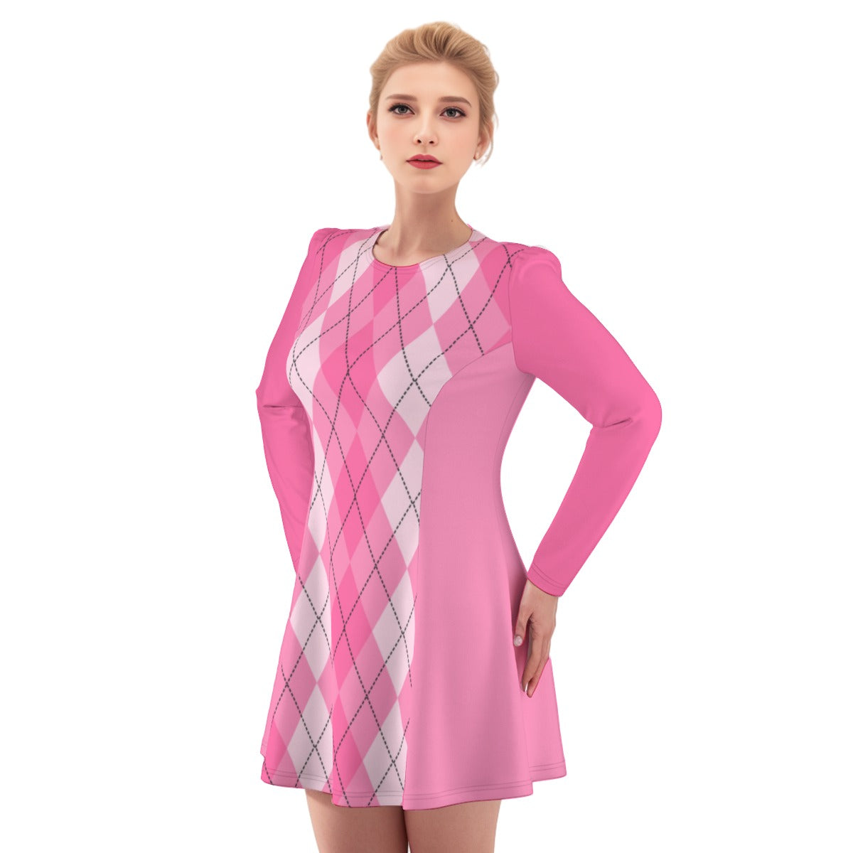 Pink Plaid Dress For Women