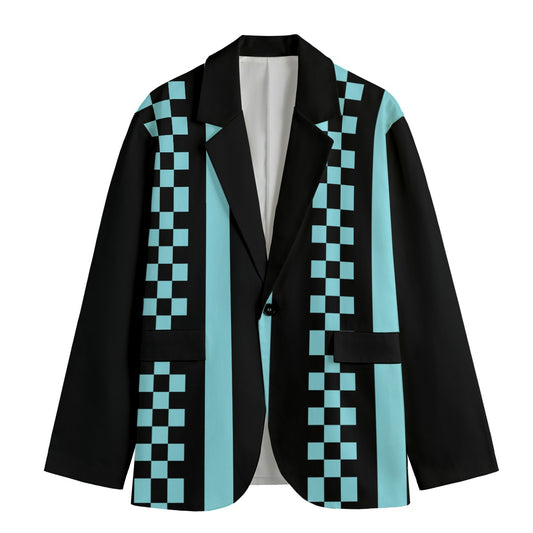 Alternative Fashion Blazer - Checkered / Striped / Blue / Black