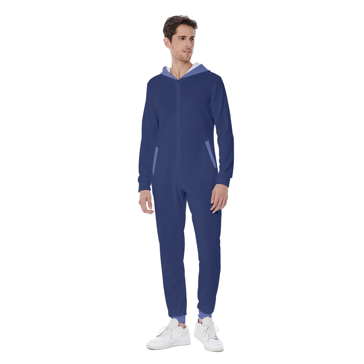 Hooded Jumpsuit Onesie Pajamas - Dark Blue