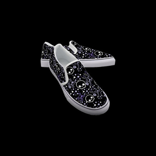 Kawaii Goth Skull Slip On Sneakers