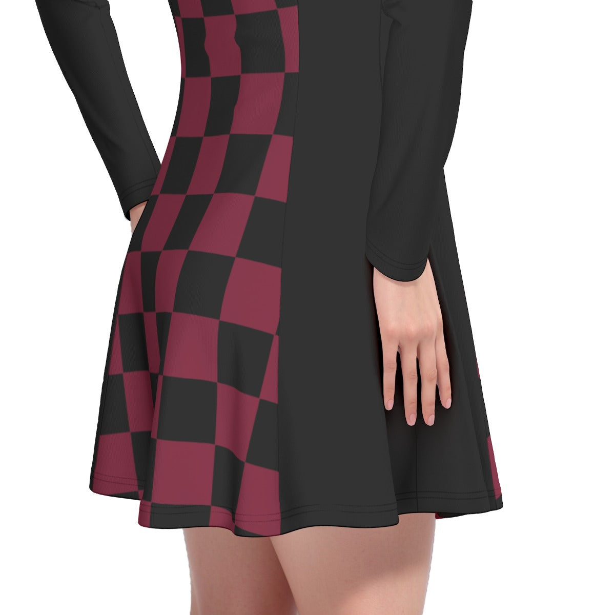 Checkered Dress - Wine