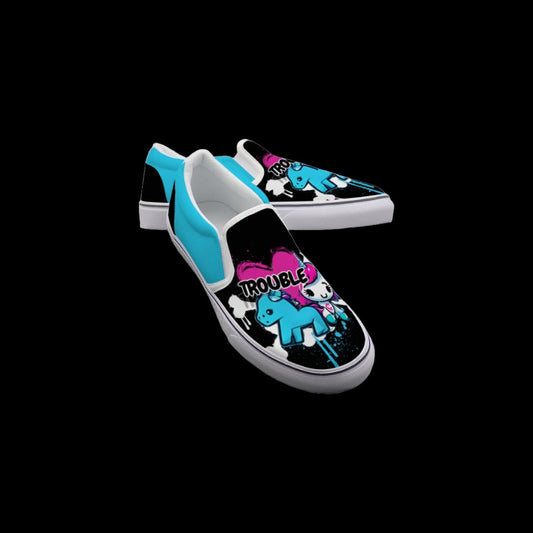 Neon Trouble Unicorn Slip On Sneakers