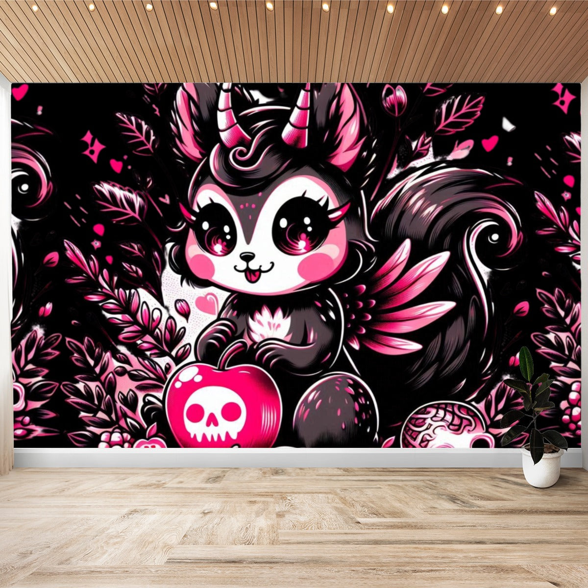Kawaii Goth Wall Stickers - Red Black Wall Decor