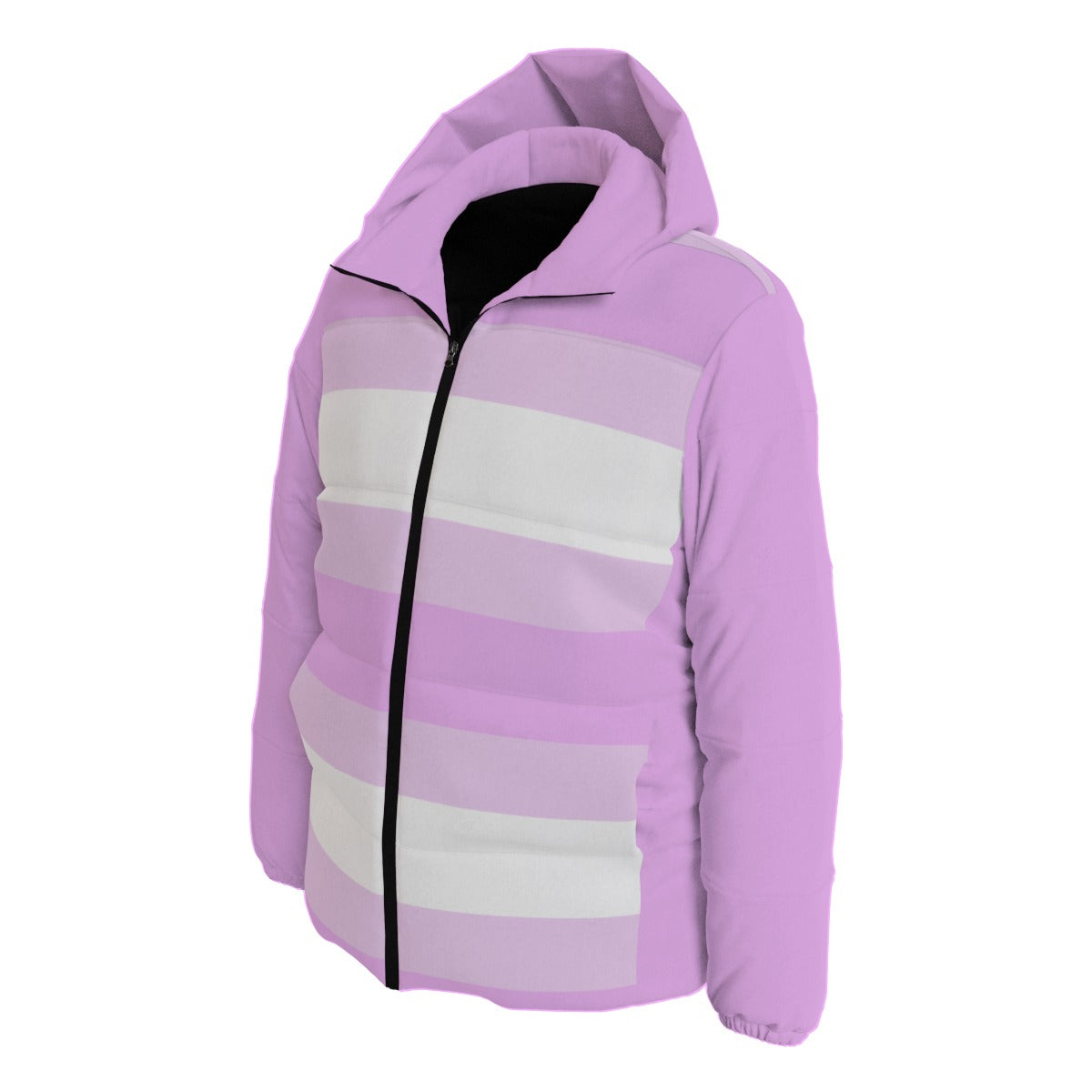 Pastel Purple Unisex Down Jacket - Striped