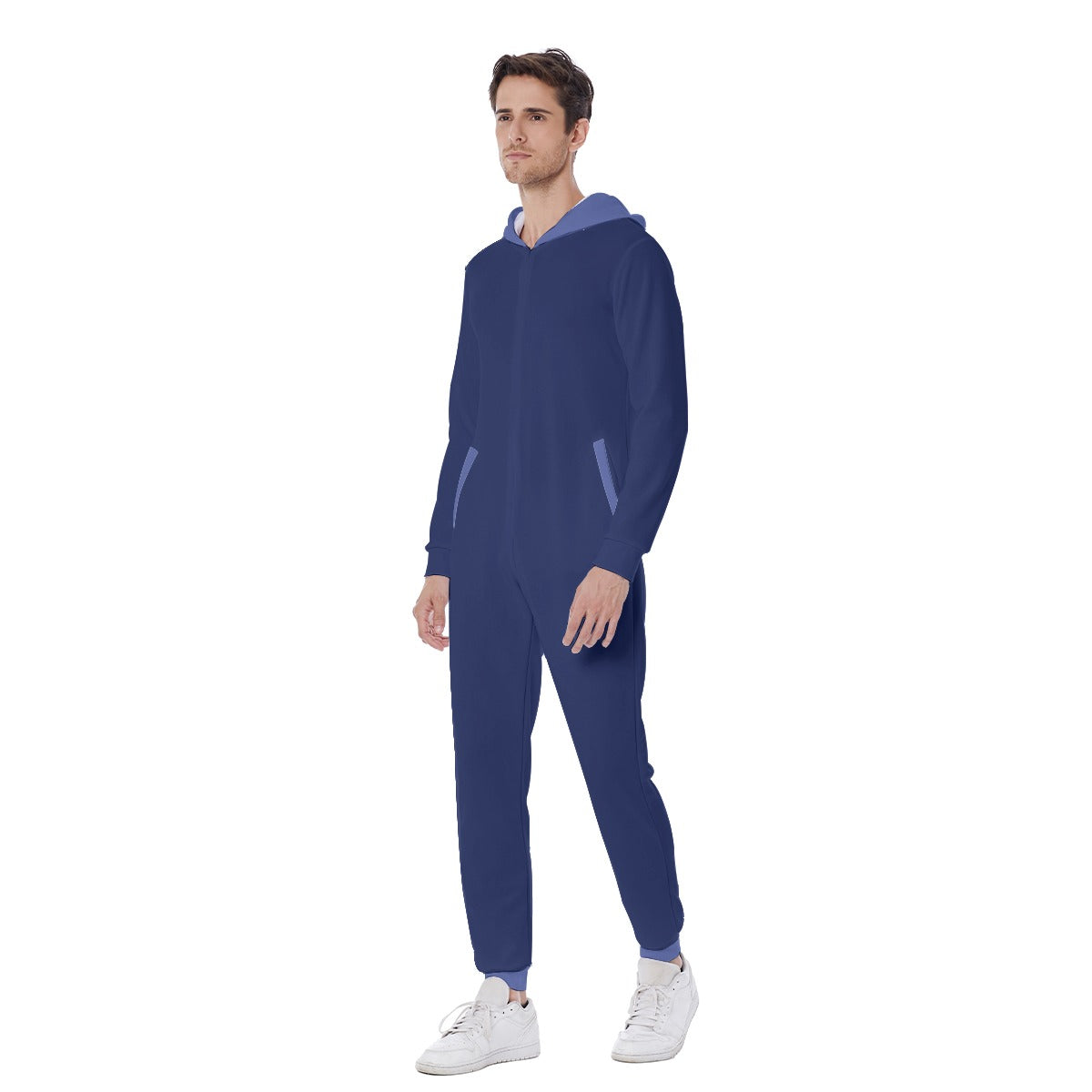 Hooded Jumpsuit Onesie Pajamas - Dark Blue