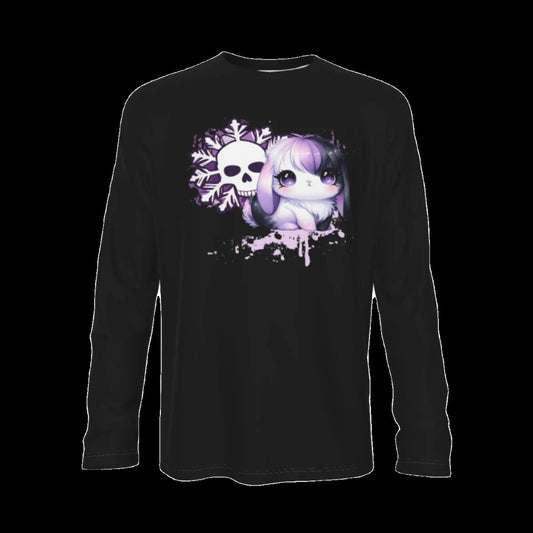 Snowflake Pastel Goth Bunny Long Sleeve T-shirt - S / White