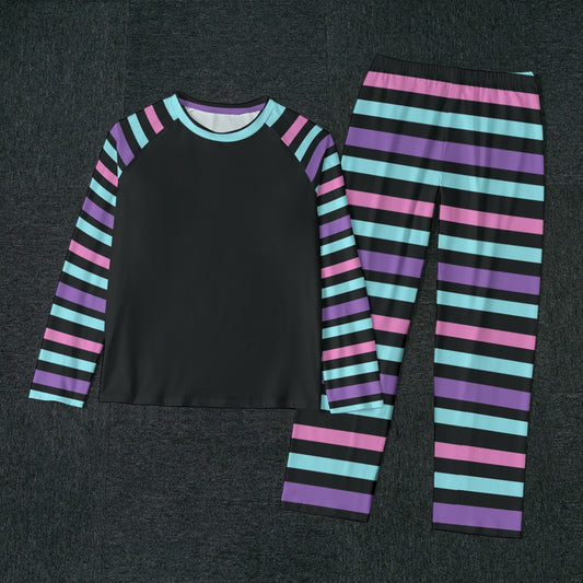 Striped Pajamas - Blue / Pink / Purple / Black