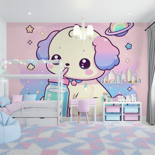 Baby Puppy Milk Bottle Wall Stickers - Kawaii Wall Decor