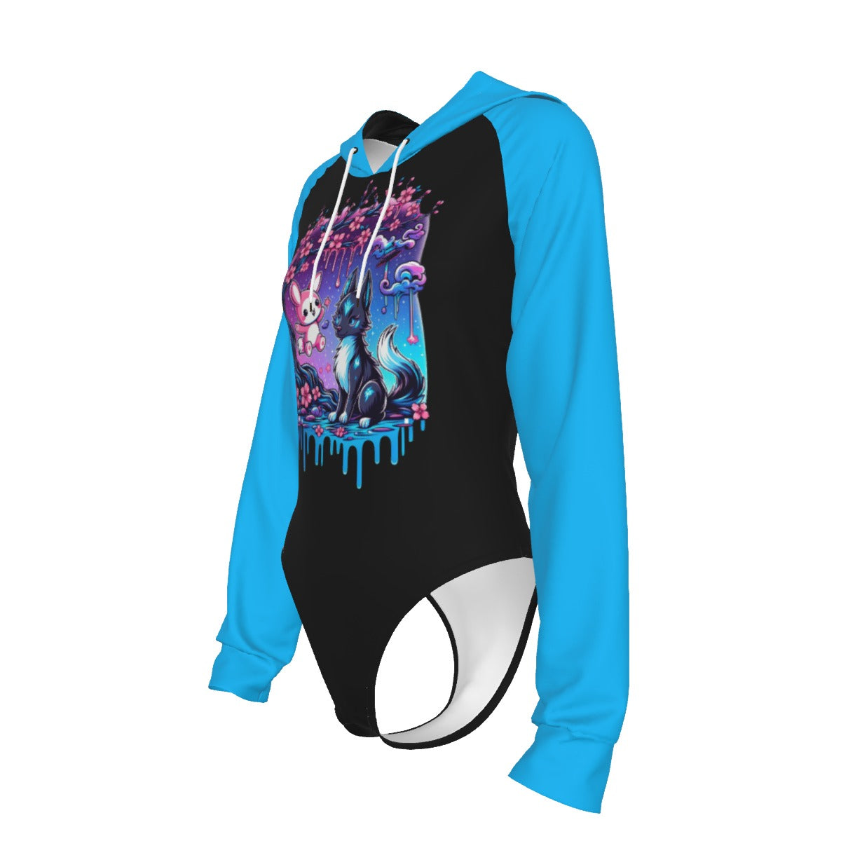 Wolf and Bunny Cartoon Adult Onesie Hooded Bodysuit