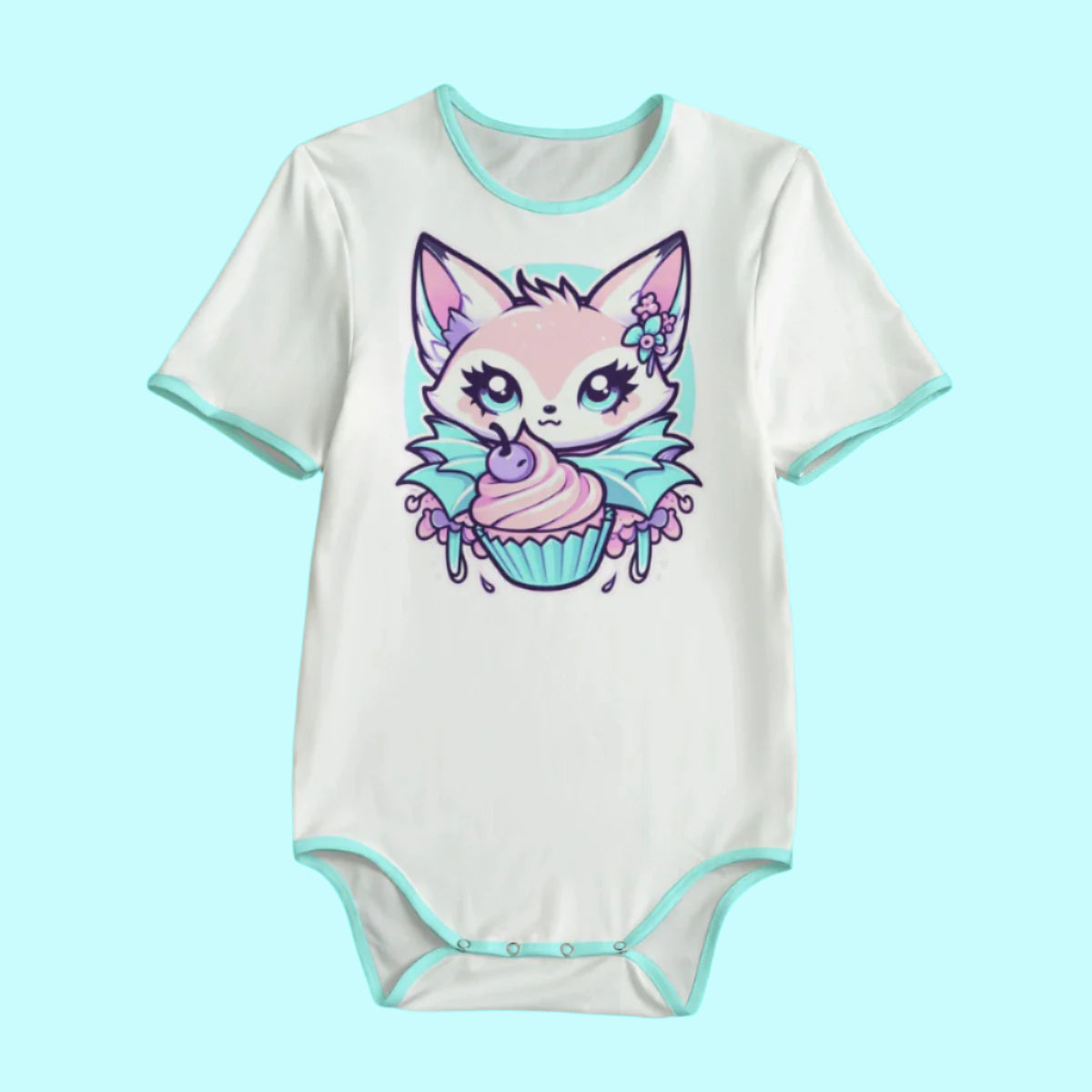 Pastel Goth Fox and Cupcake Adult Onesie